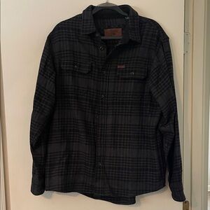 Orvis Men's Dark Plaid Shirt Jacket black and gray
